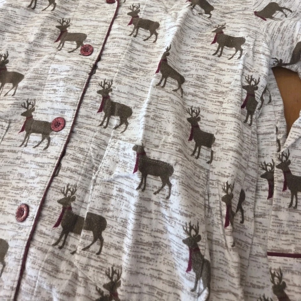PJ  Salvage L Women's Flannel Pajama set Reindeer Antlers Comfy Christmas